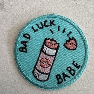 Teal 'Bad Luck Babe' Embroidered Patch